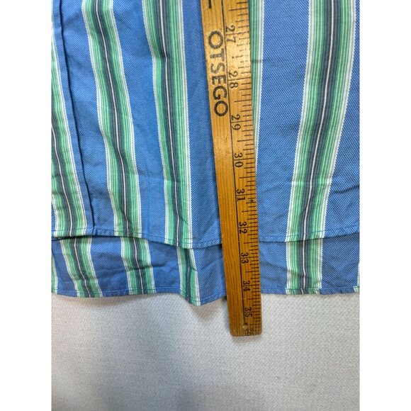 Tommy Hilfiger 80's 2 Ply Fabric Mens Button Up Shirt Size XXL Blue Green Stripe - Picture 7 of 12